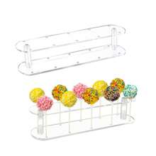 1 pieza Soporte acrílico con 10 agujeros para paletas de pastel, para secar, soporte para piruletas para bodas, Halloween, Navidad, decoración de dulces - color transparente - Ver 4