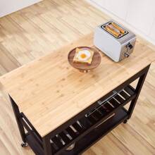 Wheeled Kitchen Trolley With Drawers And Side Handles Rolling Kitchen 3 Tier Utility Service Trolley Outdoor Decor - Espresso - View 2