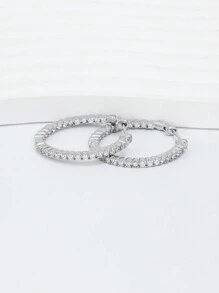 Hypoallergene dames hoepeloorbellen, grote ronde oorbellen met kubieke zirkonia, minimalistische klassieke stijl geschikt voor dagelijks gebruik, verjaardagscadeau