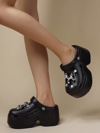 Women's Cute Cartoon Handmade Diy Shoes, Thick Soled Soft Soled Two-Way Home Garden Shoes, Breathable Hollow Beach Shoes