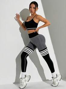 TCVC Women High-Stretch Seamless Sports Bra And Leggings Set, High Waist Slimming, Peach Booty, Skin-Friendly Fabric, Bodycon Shapewear, Casual, Versatile, Layerable, All Season Sports & Yoga Set