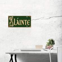 Placă metalică vintage irlandeză SLAINTE CHEERS - Decor de perete retro cu bere neagră de 12 x 6 pentru peșteră, bar și casă, decor pentru casă, decor de cameră, decor de perete