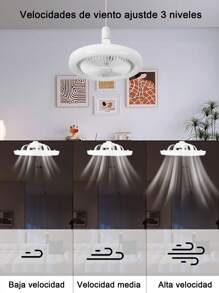 1 Piece 2 In 1 LED Fan Lamp With Remote Control, Fan Lamp For Room, Living Room, Dining Room, Bedroom - 白色 - 查看 2
