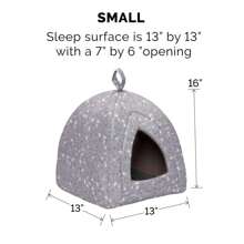 Cat Bed Cave For Indoor Cats & Small Dogs, Washable & Foldable W/ Removable Cushion Print Pet Tent - Gray , Small - Grey - View 3