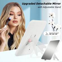 15''X11'' Large Makeup Bag With Removable Lighted Mirror, Professional Travel Makeup Train Case PU Leather Cosmetic Make Up Organizer With Adjustable Dividers & Brush Storage Board - màu đen - Xem 2