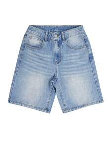 NVFelix 2025 New Women's Y2K Street Summer Casual Outdoor Hot Fashion Five-Point Shorts Straight-Leg Washed Jeans - Medium Wash - View 5