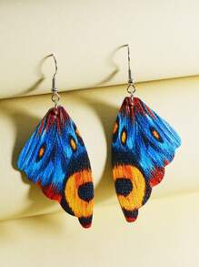 Butterfly Wing Drop Earrings - Multicolor - View 3