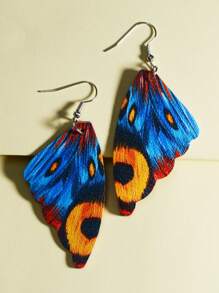 Butterfly Wing Drop Earrings - Multicolor - View 7
