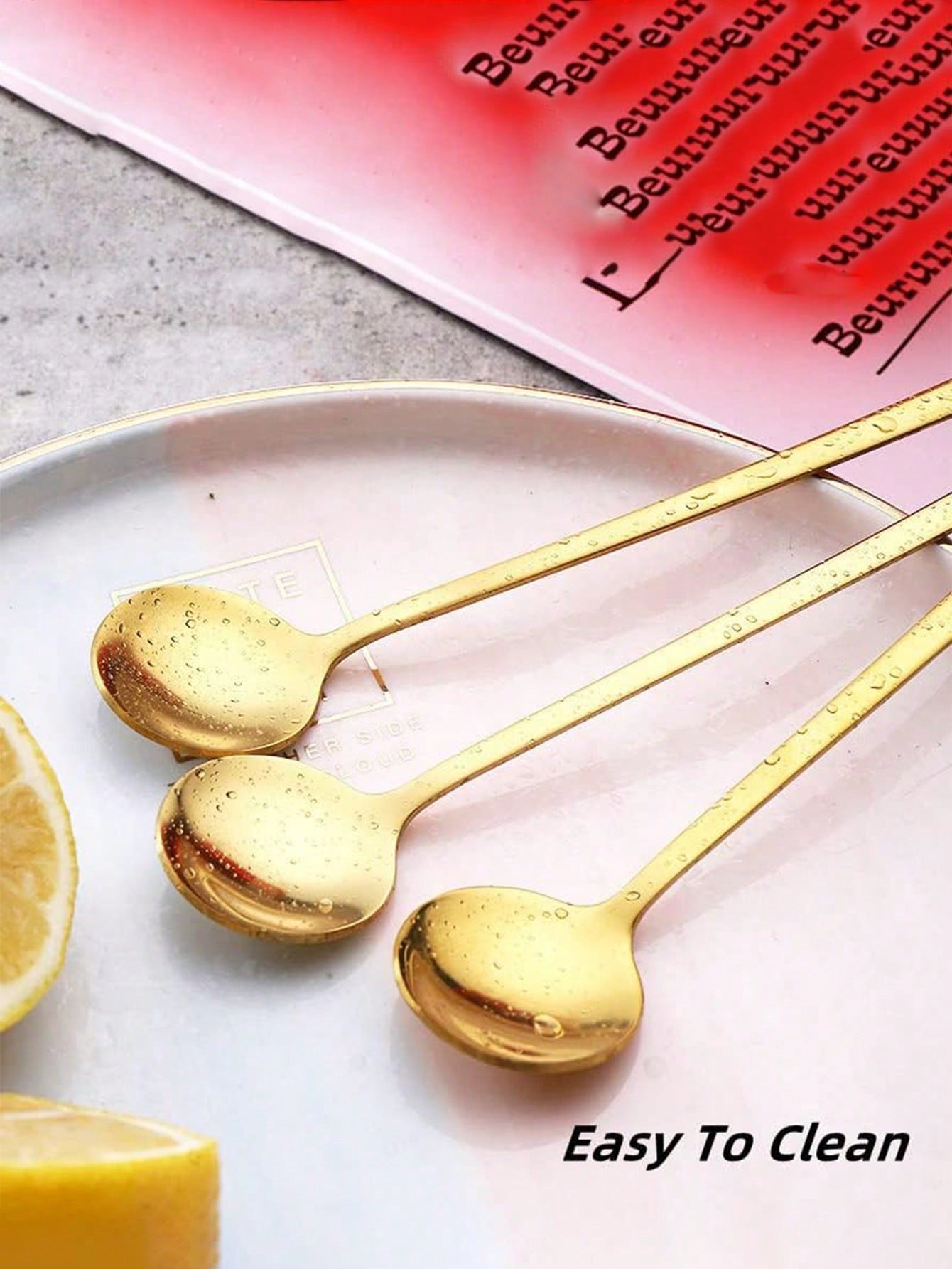 طقم 4 ملاعق طويلة للقهوة والشاي والمشروبات الباردة...