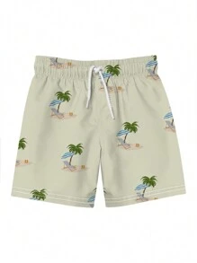 Men's 3D Summer Beach Coconut Tree Lounge Chair Printed Beach Pants,Hawaiian