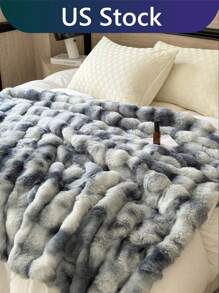 JULY Faux Fur Shaggy Blanket Soft Fluffy Throw For Couch, Cozy Faux Rabbit Fur Bedspread For All Season, Aesthetic Plush White Decor Machine Washable - Tie-dye Blue - View 1