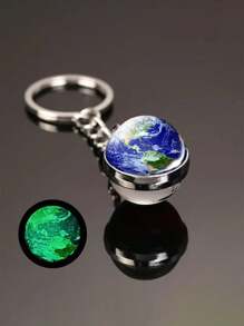 发光星球钥匙扣套装，太阳系玻璃/合金金属地球仪钥匙扣，球形行星/宇宙图案，生日/节日装饰礼物，女士带环钥匙扣 - 彩色 - 查看 9