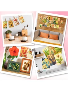 50 张水彩植物系列明信片 客厅、卧室、宿舍墙面装饰背景卡 水彩植物明信片 贺卡、情人节、婚礼