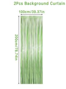 1/2/3件套浅绿色金属丝流苏帘，派对背景装饰，金属箔流苏背景幕布，节日生日派对用品，性别揭晓派对，迎婴派对，新娘送礼会装饰 - 淺綠色 - 查看 5