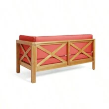 BRAVA X-BACK CORNER BENCH-R WITH COFFEE TABLE , RED