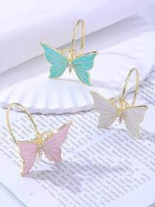 1pc Alloy Enamel Gorgeous Butterfly Napkin Ring, Tabletop Decor Napkin Holder For Dining Table, Holiday, Party, Hotel, Restaurant, Wedding, Gold Color