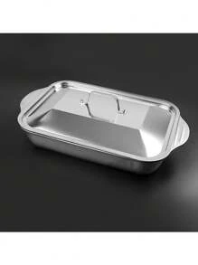 带盖超大重型不锈钢烤盘 - 不粘厚矩形烤盘，适用于甜点、面包和海鲜 - 非常适合烧烤、自助餐和节日