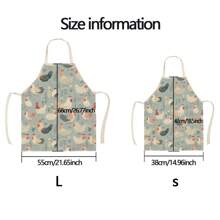 1 件装鸡图案亚麻围裙，创意趣味印花防水防油家居清洁围裙，易于清洁的厨房烹饪烘焙围裙，创意家居围裙，工作服