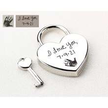 1 Pieza de candado personalizado con forma de corazón grabado, en oro y plata, regalo personalizado para compromiso, aniversario, cerradura de amor, novio, novia, regalo de Navidad, decoración del hogar, regalo único para parejas, mamá, papá, Día de San Valentín, Día de la Madre, Día del Padre, Acción de Gracias, Navidad, Aniversario, Cumpleaños - Multicolor - Ver 3