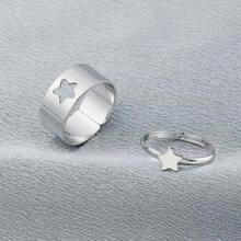 Valentine's Day Gift Versatile Luxury Retro Couple Rings Hollow Plane Heart Fashion Ring Open Design Women Accessory - Multicolor - View 17