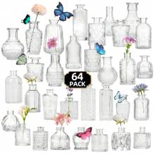 Tomnk 12/24/30/64pcs Bud Vases For Flowers, Small Vases For Centerpieces, Vintage Clear Glass Vases For Home Table Decor Rustic Wedding Decorations - Clear - View 8