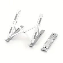 This 26cm X 5cm Portable Adjustable Aluminum Laptop Stand Is Compact, Foldable, And Non-Slip, Suitable For Desktop Use, With Enhanced Heat Dissipation And Ergonomic Design. The Stand Focuses On Portability, Convenient For People Who Need To Work Anytime, Anywhere. It Weighs Only About 200g. - Silver - View 3