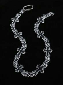 1pc Men's Fashion Acrylic Transparent Cross & Geometric Infinity Chain Necklace, Suitable For Everyday Wear And Gift - Geometry - View 13