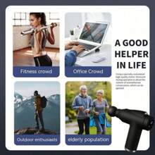 Experience Relaxation With The Fascia Gun Muscle Massage Gun With LCD Display - Deep Tissue Handheld Percussion Massager For Body, Back & Neck Pain, Featuring Ultra-Compact Elegant Design & High Torque Drive! - Black - View 2