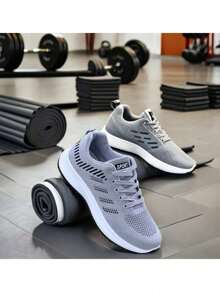 Zapatos para correr al aire libre para hombres,Zapatos para correr de malla transpirable para hombres,Zapatillas de tenis ligeras con cordones,2024 Zapatos nuevos para hombres,Zapatillas deportivas casuales ligeras antideslizantes.Zapatillas transpirables para estudiantes de primavera y otoño, - Gris - Ver 3