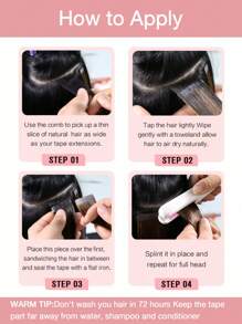 10pcs Mini Tape-In Human Hair Extensions Straight Natural Look Thin Hair Water Proof Skin Weft Tape In Hair Extensions 3x0.8cm Salon Quality Daily Volume Boost For Women Easy Application, Perfect For All Hair Types For Halloween And Christmas Parties Dinners Daily Life Travel Etc Suitable For Beginners - S4/27 - 查看 8