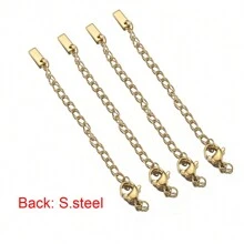 10pcs Stainless Steel Extension Chain With Lobster Clasp, Suitable For DIY Jewelry Making, Necklaces And Bracelets