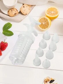1pc Icing Piping Bag + 8pcs Icing Nozzles/Set, Cream Puff Cake Icing Piping Bag, Cookie Icing Nozzles, Baking Tool Cream Dispenser, Cake Icing Decorating Tool DIY Pastry Baking Supplies, Kitchen Gadgets - Pink - View 6