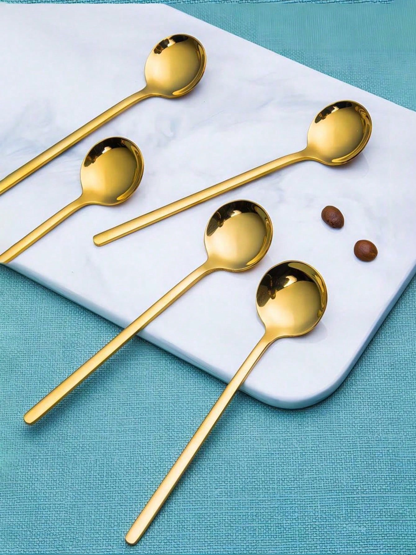 طقم 4 ملاعق طويلة للقهوة والشاي والمشروبات الباردة...