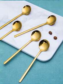 4 piezas Cucharas largas de acero inoxidable para café, té, mezclar helados, batidos, bebidas frías y accesorios de bar, cucharas de postre de acero inoxidable con recubrimiento al vacío, regalos de Navidad para la cocina