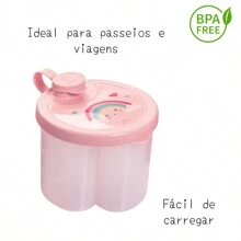 Pote para leite em pó bebe 3 divisórias