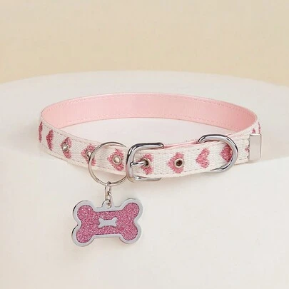 1 pieza Collar suave para mascotas con estampado de corazón en jacquard, adecuado para gatos y perros pequeños para uso en interiores y exteriores (no apto para perros grandes)