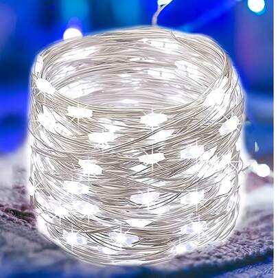 1串10/20/30/50/100颗LED灯珠，长度1米/2米/3米/5米/10米，带电池盒，适用于日常装饰、花卉装饰、婚礼、节日、派对、生日礼物、毕业典礼、圣诞节装饰、家居圣诞礼物、圣诞装饰