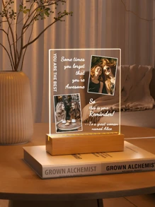 Customized Photo Collage LED Night Light, Acrylic Photo & Text Customized Night Lamp, Personalized Photo Lamp, Customized Photo Collage LED Light, Couple Photo Frame, Personalized Photo Collage Gift, Bedroom Night Light - Large Rectangular Cube - 2 Pictures - View 5