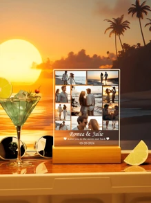 Customized Photo Collage LED Night Light, Acrylic Photo & Text Customized Night Lamp, Personalized Photo Lamp, Customized Photo Collage LED Light, Couple Photo Frame, Personalized Photo Collage Gift - Large Rectangular Cube - 10 Pictures - View 4