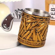 Creative Revolver Bullet Shaped Cup, Unique Handgun Style Beer Mug, Commemorative Home Decor - Gold - View 11