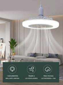 Ceiling Fan With Light And Remote Control, E27 Base, 3 Speed Wind Adjustment, 3000-6500k Dimmable LED Light For Bedroom, Kitchen - 三色 - 查看 6
