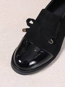 Women's Fashion Bow Loafers - Breathable Velvet Slip-On Shoes, Thick Sole Suitable For All Seasons