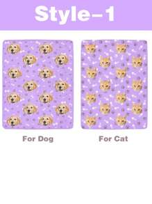 定制宠物照片毯，定制狗狗/小猫名字毯，个性化宠物脸毯，带照片和名字的狗狗毯，猫咪照片印花毯，送给狗爸狗妈的礼物。个性化狗狗脸毯，带狗爪/鱼骨图案，宠物生日礼物，宠物回家礼物。装饰性、雕刻时尚、潮流、多彩、复古、可爱、简约、萌宠定制、独特、个性化宠物周年纪念礼物、生日礼物、宠物用品、2025万圣节配饰、印有宠物名字的个性化宠物毯