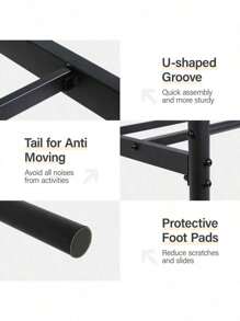 Estructura de cama de plataforma de metal, base de colchón de acero resistente, listones metálicos sin ruido