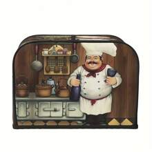 قطعة واحدة غطاء لصانع الخبز على طراز المزرعة العتيقة،غطاء غبار صانع الخبز بنمط الشيف السمين قابل للغسيل، ملحق إبداعي للمطبخ مع خطاف للتعليق، مناسب لشرائح خبز 2/4 قياسية