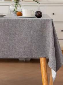 1pc Plain Linen Tablecloth, Rectangular Shape Suitable For Dining Room, Banquet, Birthday Party, Wedding, Outdoor - Grey - View 4