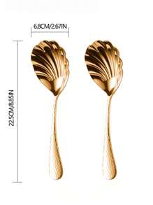 1pc/2pcs Gold Serving Spoons, 18/10 Stainless Steel Thickened Scoops, Mixing Spoons, Rice Spoons, Soup Spoons, Home & Public Use Serving Ladles,School Supplies