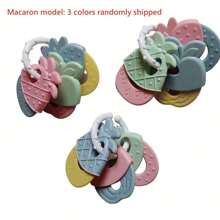 1 件/2 件，水果形硅胶牙胶 - 婴儿出牙胶，用于幼儿磨牙和固定牙齿 - 复活节礼物，摇铃功能，易于清洁，（颜色随机）