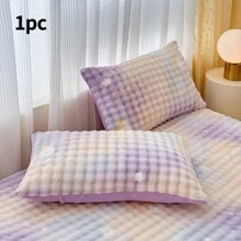 1 件天鹅绒枕套，乳白色天鹅绒，银河图案，不含枕芯，家居装饰，床上用品，卧室，客房 - 星空彩 - 查看 1