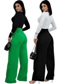 Kit 2 Women's Long Sleeve Blouse Cold Weather Round Neck Winter - Black and White - View 6